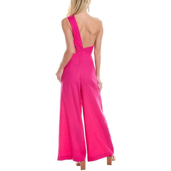 FARM Rio Asymmetric Linen-Blend Jumpsuit - Picture 2 of 3